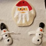 Santa Claus Hand and Snowmen Ornament by Adrienne Balkum