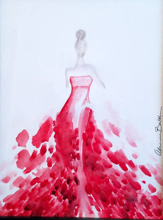 Red Elegance Watercolor 9x12 By Adrienne Balkum