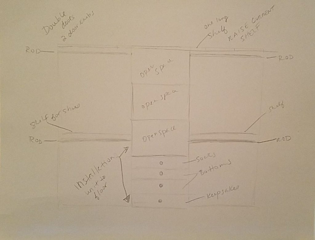 Quick Sketch | Custom Reach-in Twin Closet