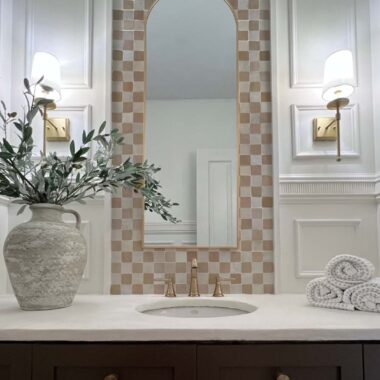 Powder Room with Faux Concrete Countertop