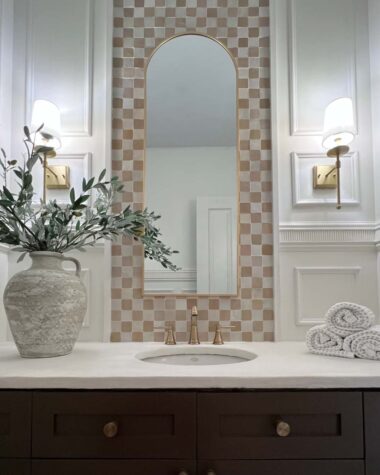 Powder Room with Faux Concrete Countertop