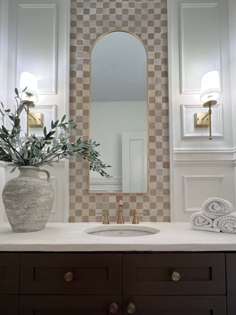 Powder Room with Faux Concrete Countertop