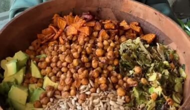 Thanksgiving Salad in a wooden bowl.