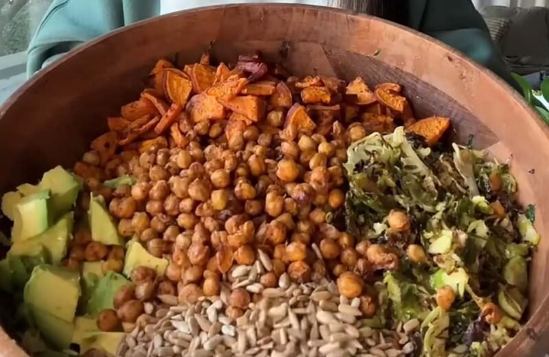 Thanksgiving Salad in a wooden bowl.