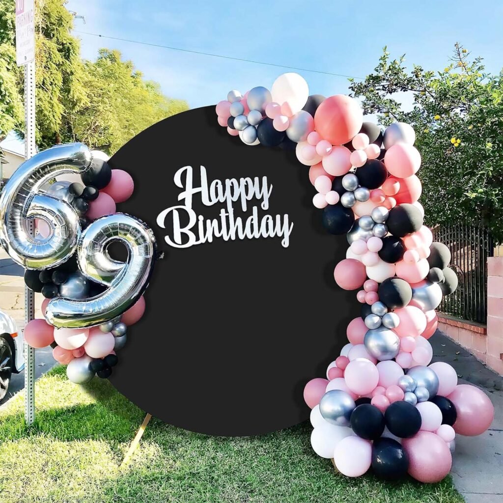 Beige Balloons on a Black Round Arch