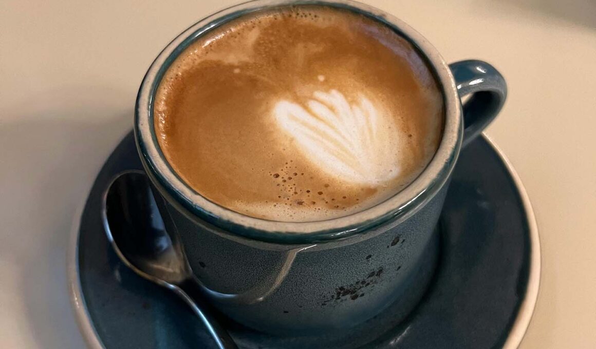 Mocha Coffee in a blue mug