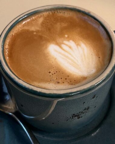 Mocha Coffee in a blue mug