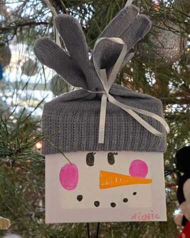 Snowman Canvas Ornament