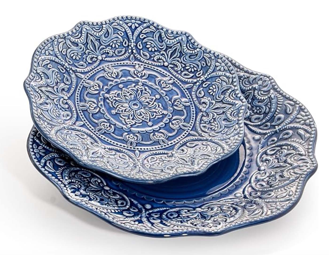 Embossed Stoneware Dinner Plates