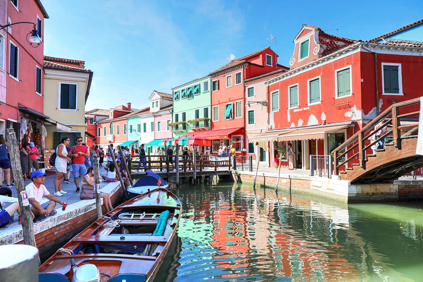 Colorful fishermen’s cottages in Burano