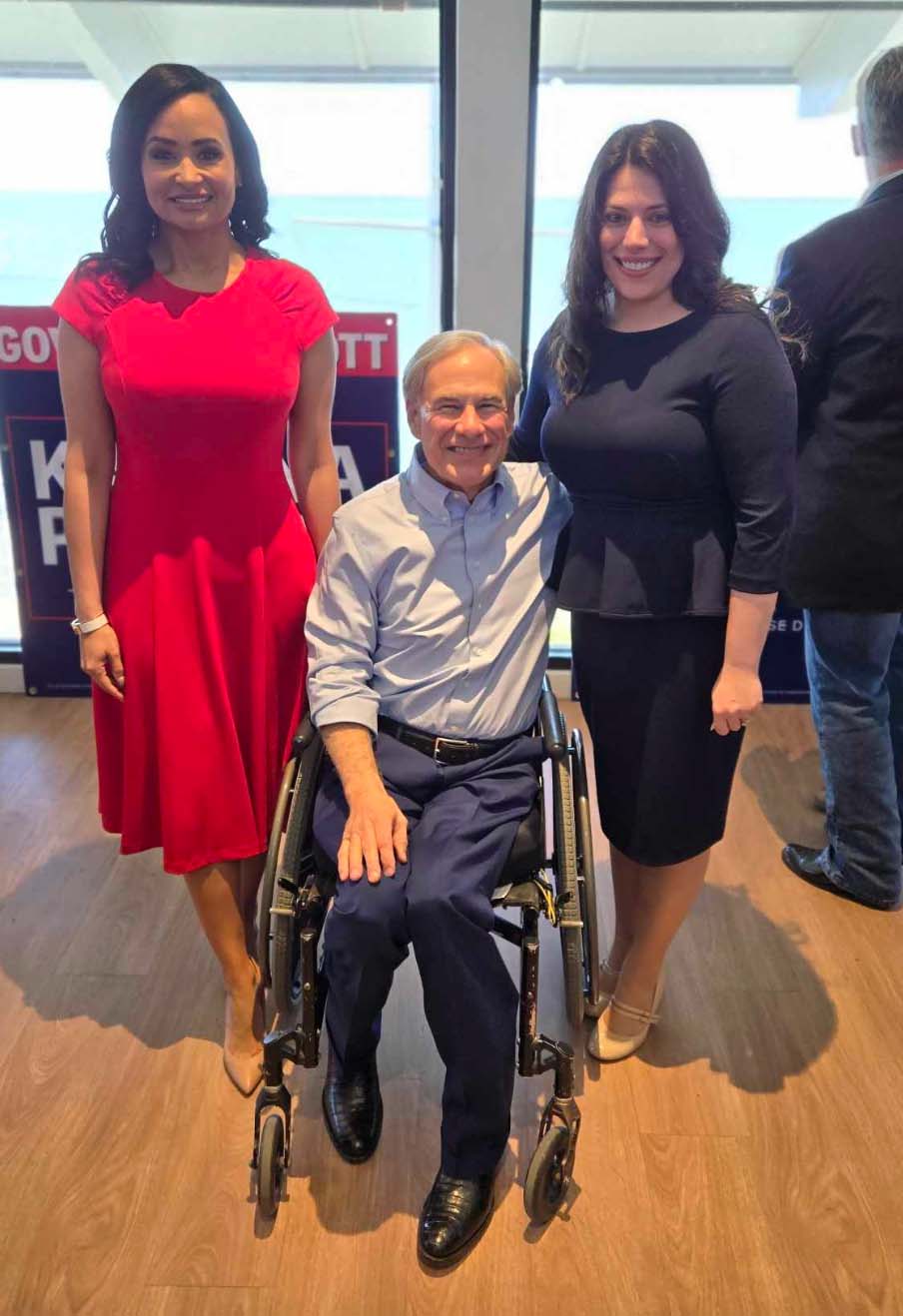 Candidate for State Representative Katrina Pierson, Governor Greg Abbott and Mayor Pro Tem Adrienne Balkum