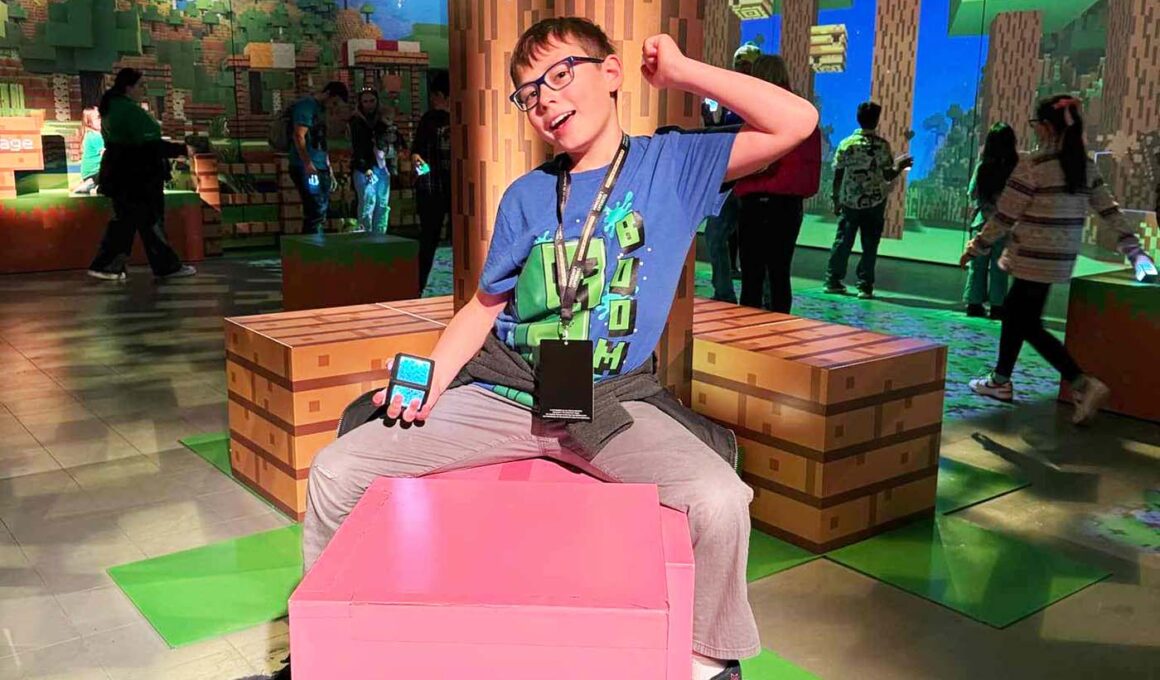 Riding on a Minecraft Experience pig