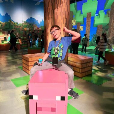 Riding on a Minecraft Experience pig