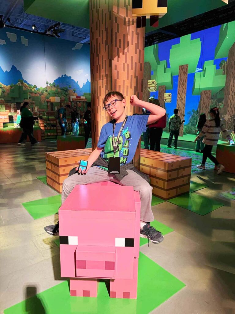 Riding on a Minecraft Experience pig