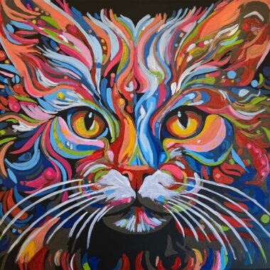 Furry Cat in Pop Art Painting