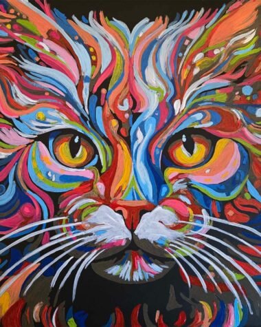 Furry Cat in Pop Art Painting