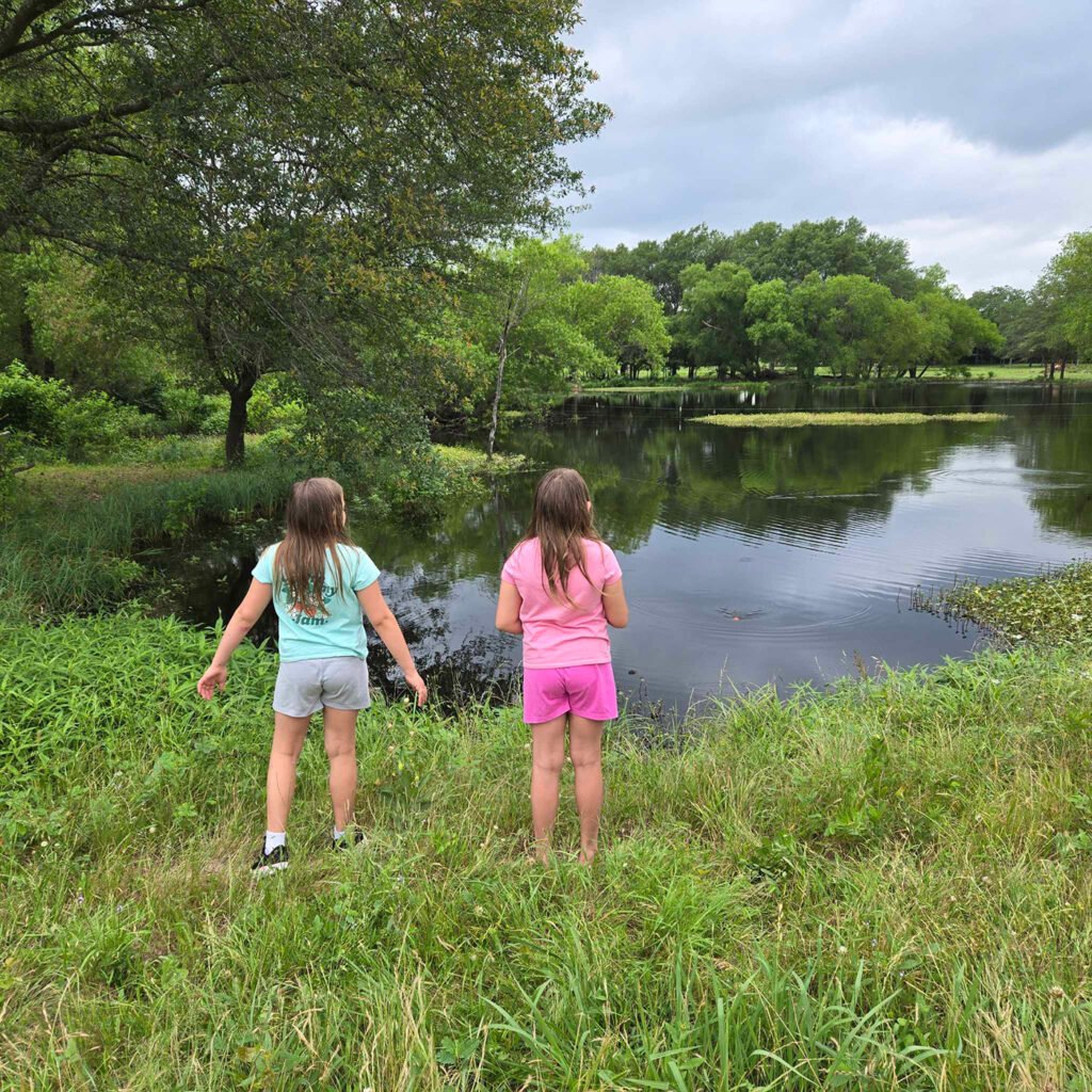 Kiddos looking at the Pond