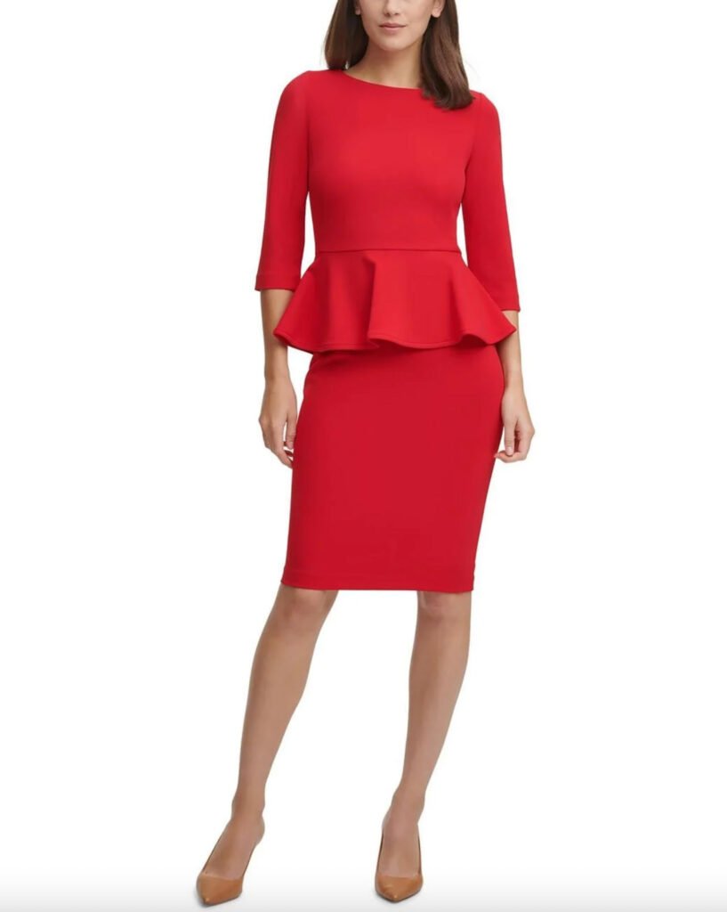 Calvin Klein Red Peplum Dress