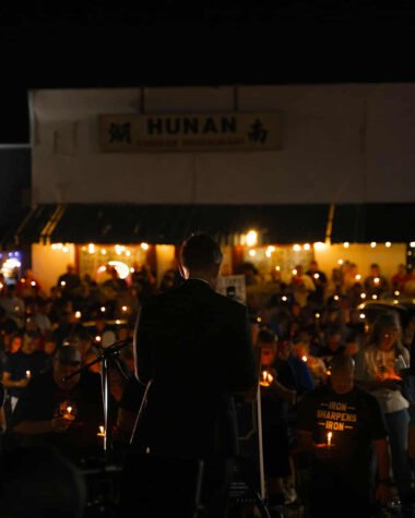 Rockwall community candlelight vigil honoring Charlie Kirk with prayer and worship.