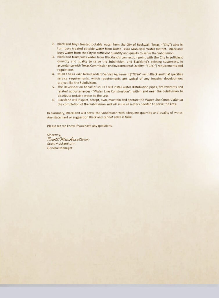 Blackland Water Corp letter April 28, 2025