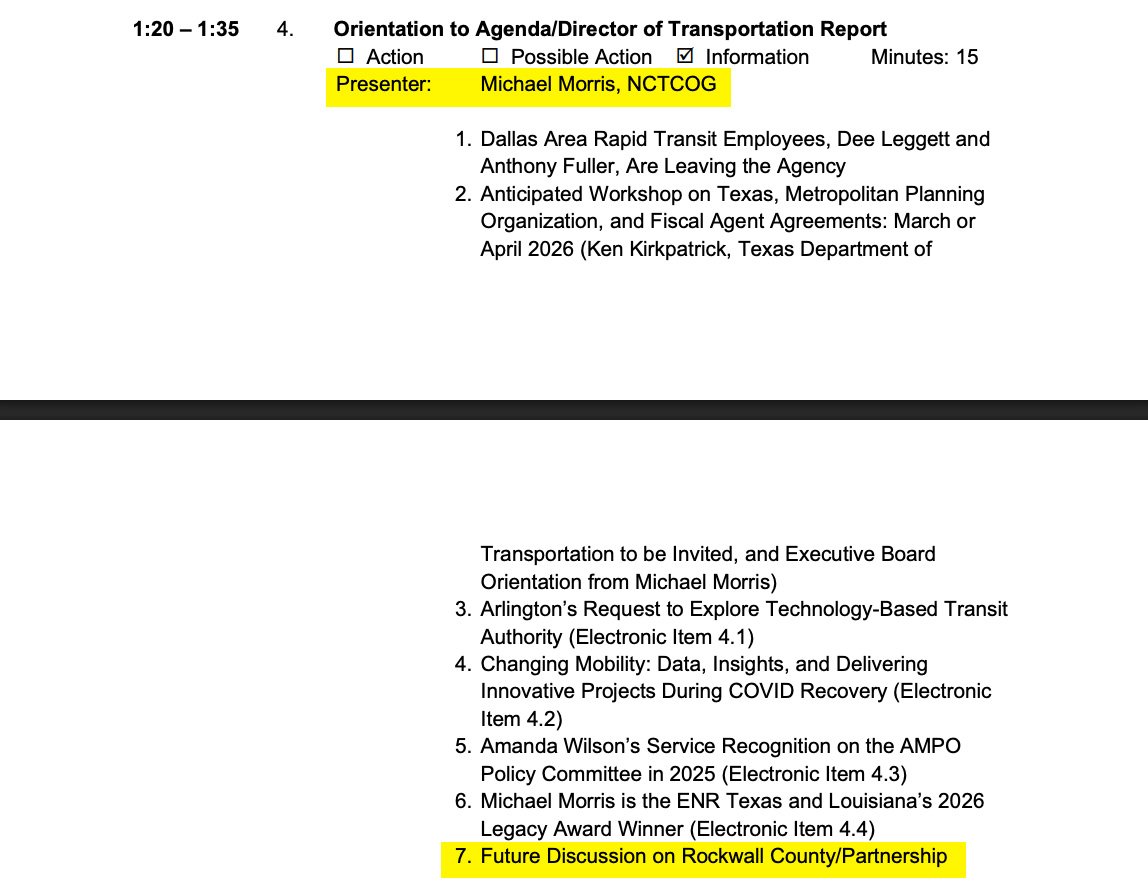 Regional Transportation Council (RTC), February 12, 2026 Agenda