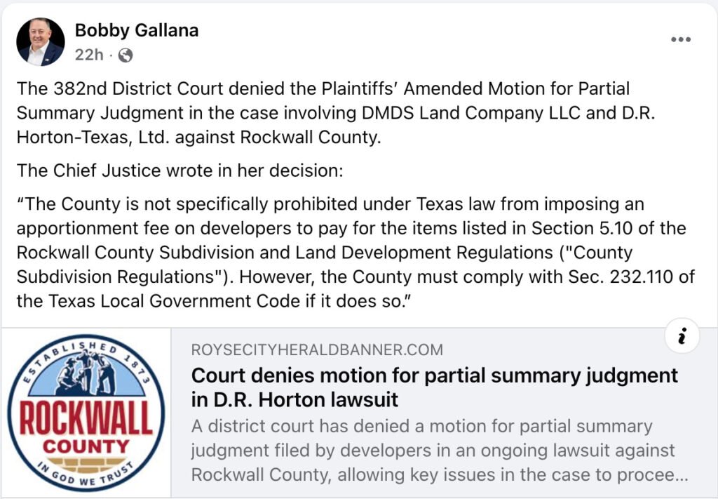 Facebook Post by Commissioner Bobby Gallana on March 31, 2026