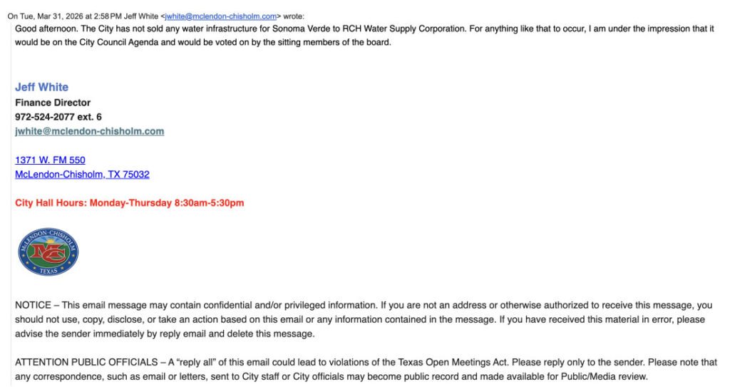 Did City Sell Pipes To RCH