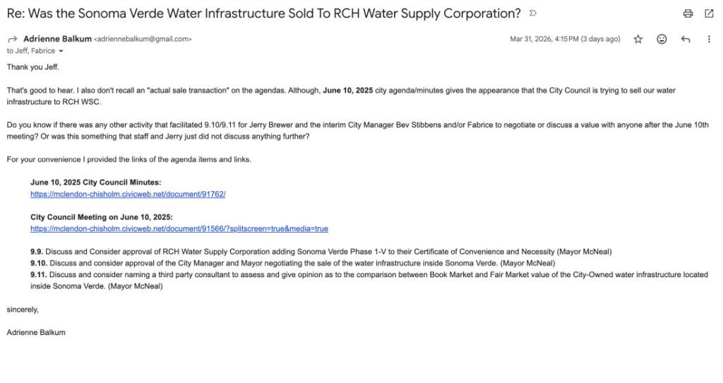 Did City Sell Pipes To RCH