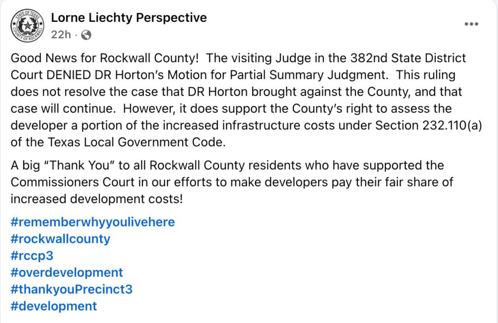 Facebook Post by Commissioner Lorne Liechty on March 31, 2026