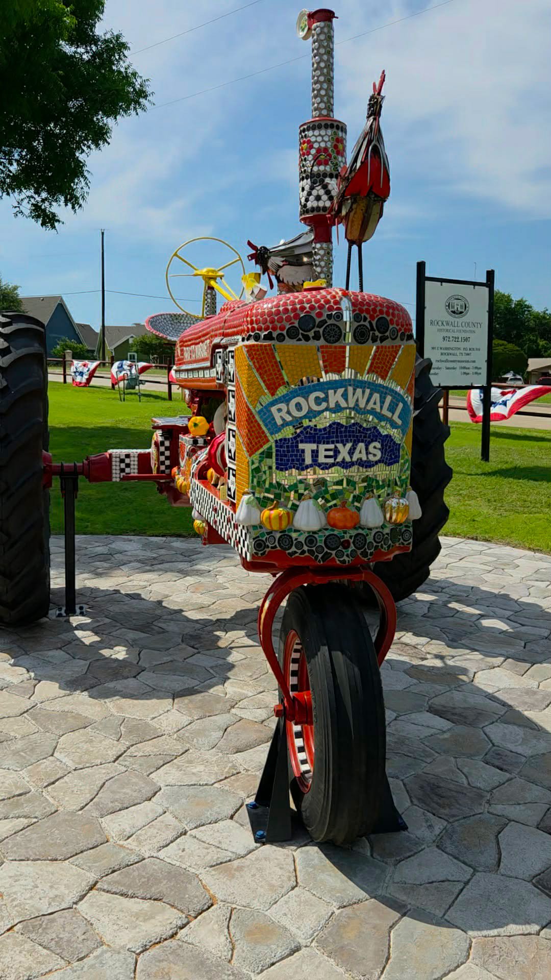 Barbara Dybala Farm to Market Mosaic Tractor at Rockwall County Historical Museum in Rockwall Texas