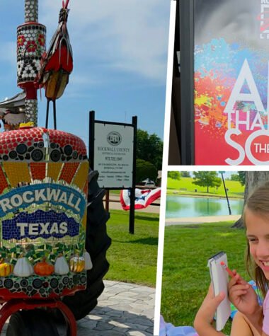 Museum visits, mosaic art and plein air sketching in Rockwall featuring Barbara Dybala mosaic tractor and family art outing