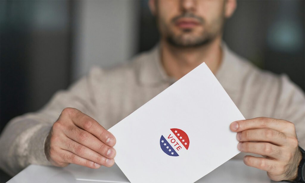 Man holding a vote in his hands