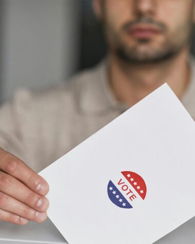 Man holding a vote in his hands
