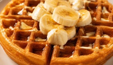 Waffles and Banana Slices with Maple Syrup
