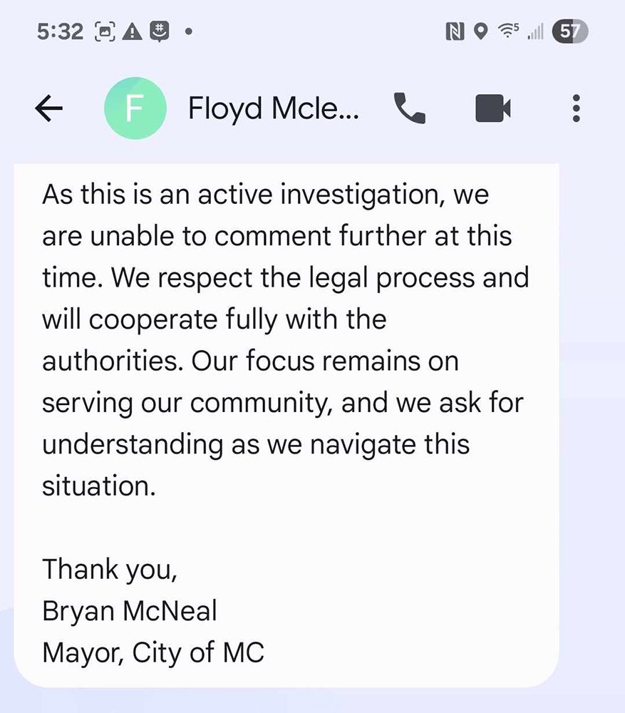 Bryan McNeal Text Message to Floyd McLendon Jr