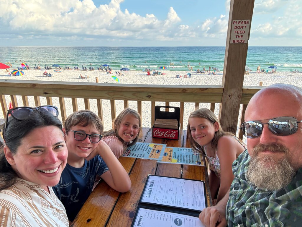 Balkum family sunset dinner at the Whales Tail Beach Restaurant