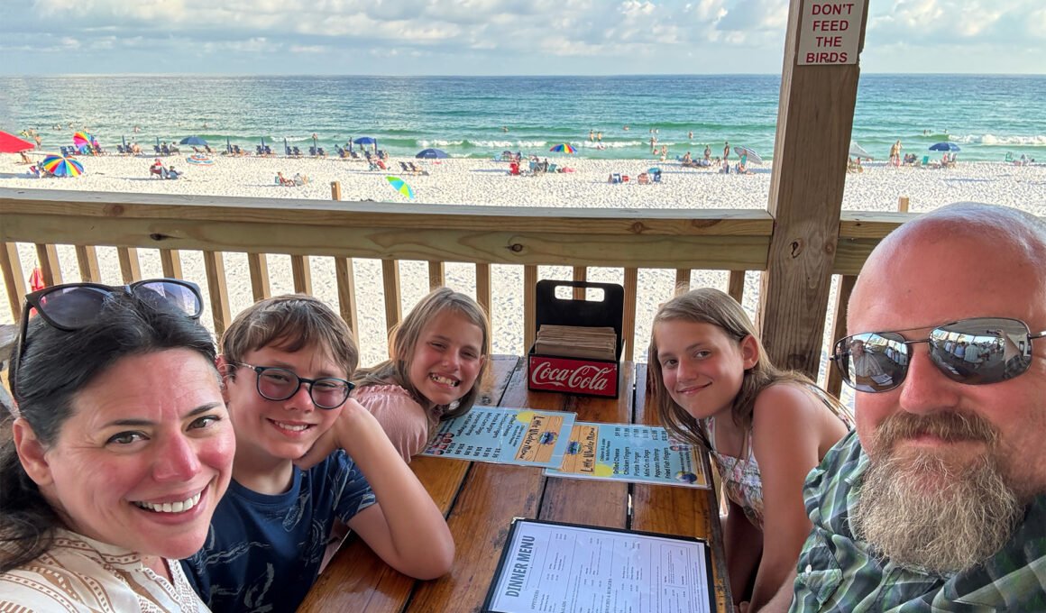 Balkum family sunset dinner at the Whales Tail Beach Restaurant