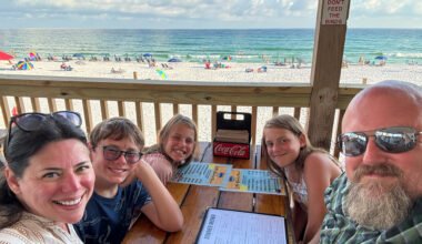 Balkum family sunset dinner at the Whales Tail Beach Restaurant