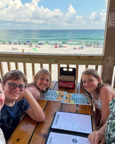 Balkum family sunset dinner at the Whales Tail Beach Restaurant