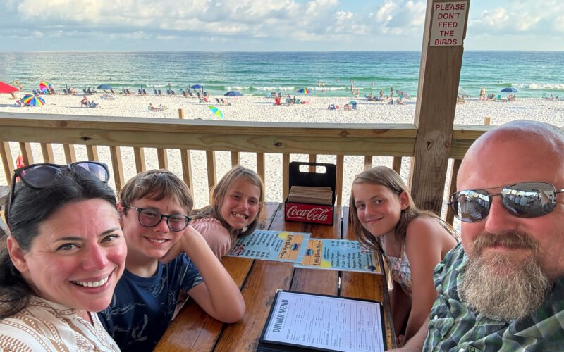 Balkum family sunset dinner at the Whales Tail Beach Restaurant