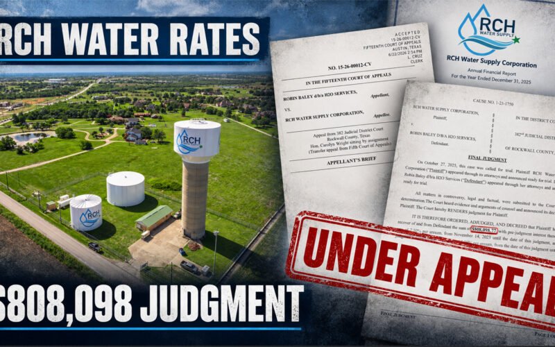 RCH Water Supply pump station with the $808,098 final judgment, appellant’s brief and 2025 financial audit stamped Under Appeal