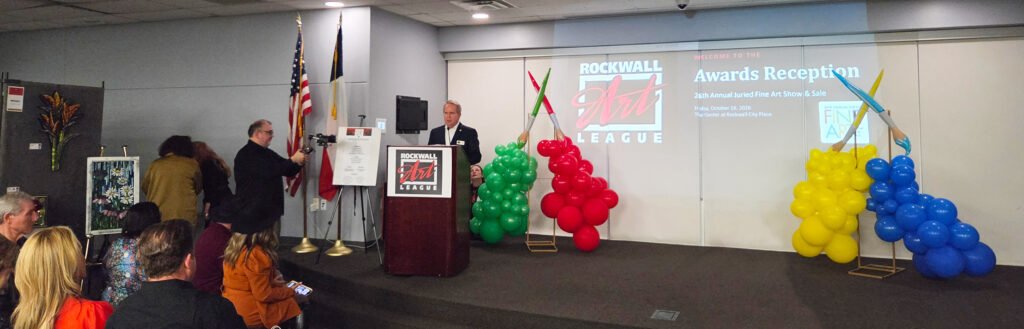 Rockwall Art League 2026 Juried Fine Art Show awards reception at The Center in downtown Rockwall.