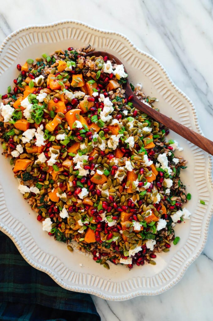 Roasted Butternut Squash, Pomegranate and Wild Rice “Stuffing”