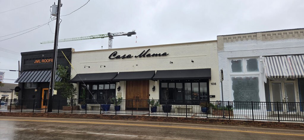 Casa Mama at 108 Goliad, photographed during the same rainy October walk through downtown.