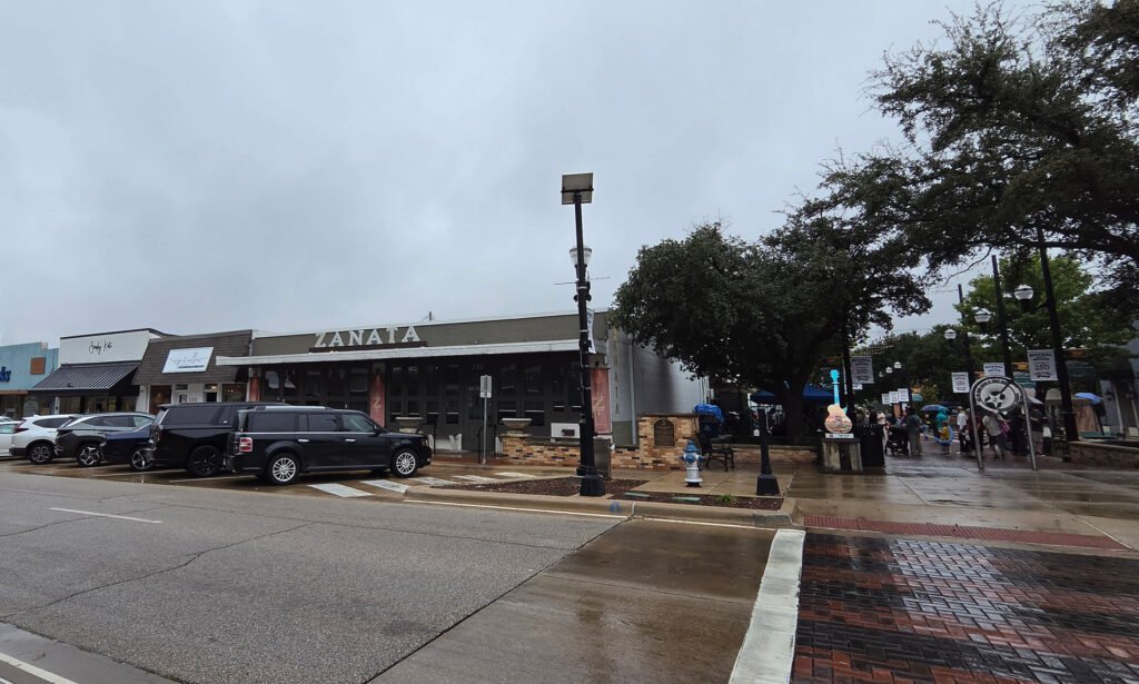 Zanata borders San Jacinto Plaza, one of the modern gathering spaces woven into Rockwall’s historic downtown.